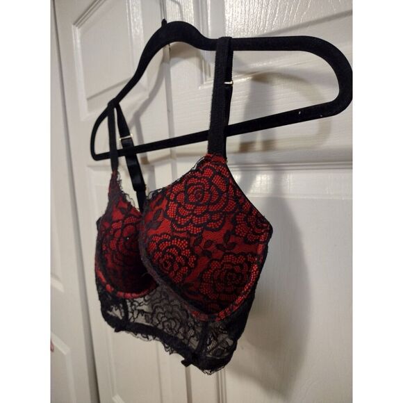 Daisy Fuentes Red and black Lace Cover Underwire Bra top - Picture 3 of 4